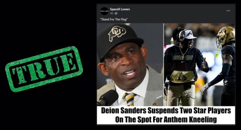 Fact-Check – TRUE: Deion Sanders Suspended Two Star Players For Anthem Kneeling